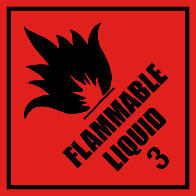Flammable Liquid 3 Label – Perforated Dangerous Goods Stickers 50mm x 50mm 1000/Roll