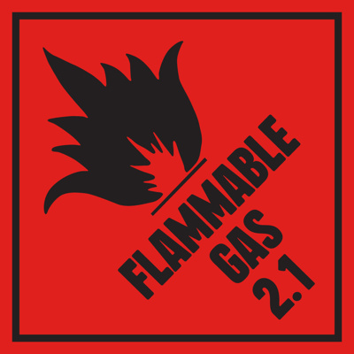 Flammable Gas 2.1 Label – Perforated Dangerous Goods Stickers 100mm x 100mm 500/Roll