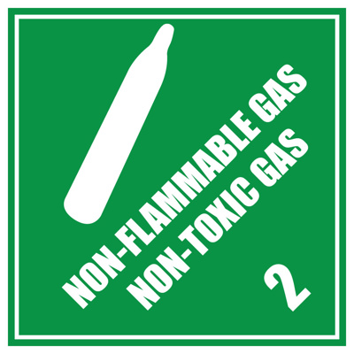 Non Flammable/Non Toxic Gas 2 Label – Perforated Dangerous Goods Stickers 100mm x 100mm 500/Roll