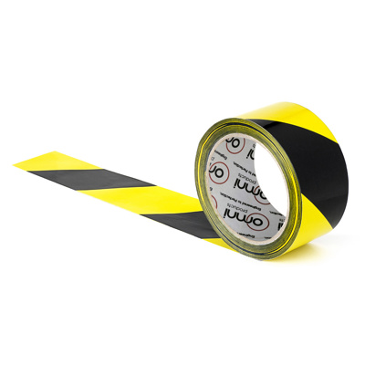 Barrier Tape Black and Yellow Stripes 72mm x 100m