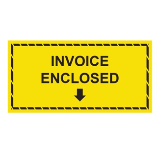 Printed Sticker Labels Invoice Enclosed Black on Yellow 50mm x 100mm 250/roll 