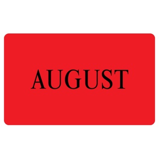 Month Printed Sticker Labels (AUGUST) Black on Red 100mm x 165mm  500/roll