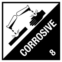 Corrosive 8 Label - Dangerous Goods Stickers 100mm x 100mm 500/Roll