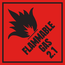 Flammable Gas 2.1 Label - Dangerous Goods Stickers 100mm x 100mm 500/Roll