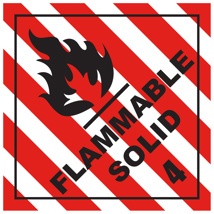 Flammable Solid 4 Label – Perforated Dangerous Goods Stickers 100mm x 100mm 500/Roll