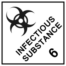 Infectious Substance 6 Label – Perforated Dangerous Goods Stickers 100mm x 100mm 500/Roll