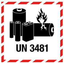 Hazardous Sticker Labels UN3481 Lithium Battery 100mm x 100mm 500/roll