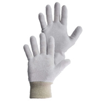 Cotton Interlock Gloves, Knitted Cuff, Medium 