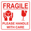 FRAGILE HANDLE WITH CARE Label - Perforated Stickers Red on White 100mm x 100mm 500/roll