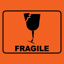 Printed Sticker Labels Fragile Black on Orange 72mm x 100mm 500/roll 