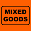 Printed Sticker Labels Mixed Goods Black on Orange 72mm x 100mm 500/roll